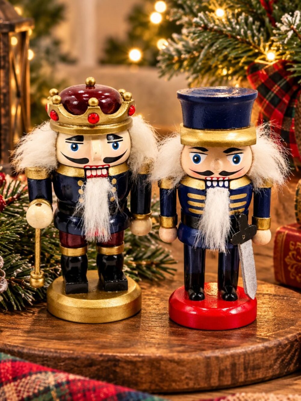 Mini Hand-Crafted Nutcracker Dolls, Set of 2